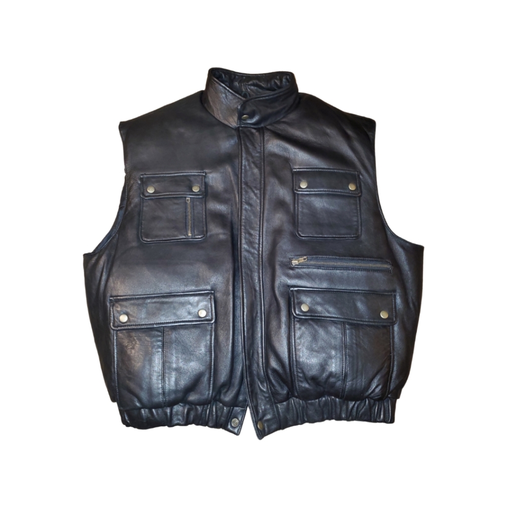 Leather biker vest jacket